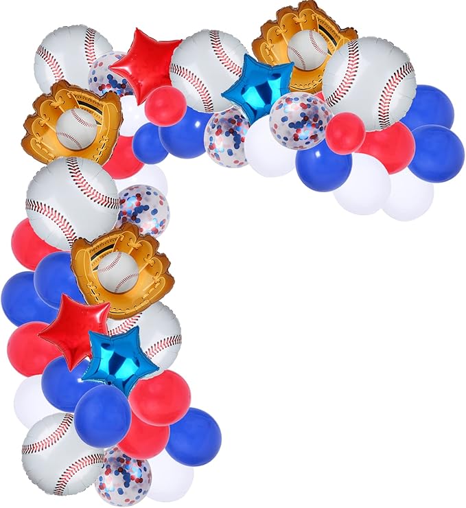 棒球气球花环拱形套装派对装饰棒球 1 岁生日主题聚酯薄膜乳胶气球